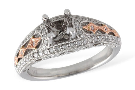 Allison Kaufman Diamond Engagement Ring Semi-Mount in 14K Two-Tone Gold, 0.28 ctw