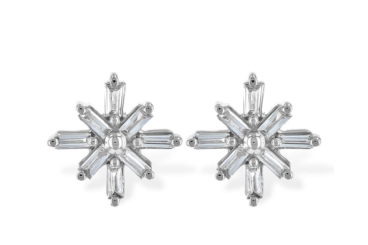 Allison Kaufman Baguette Diamond Earrings in 14K White Gold, 0.22 ctw