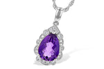 Allison Kaufman Amethyst & Diamond Necklace in 14K White Gold, 1.68 ctw