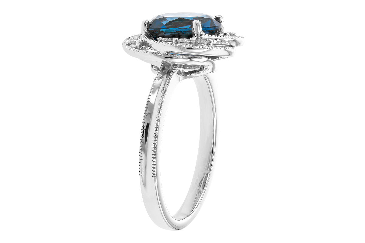 Allison Kaufman London Blue Topaz & Diamond Ring in 14K White Gold, 3.05 ctw, alternate view