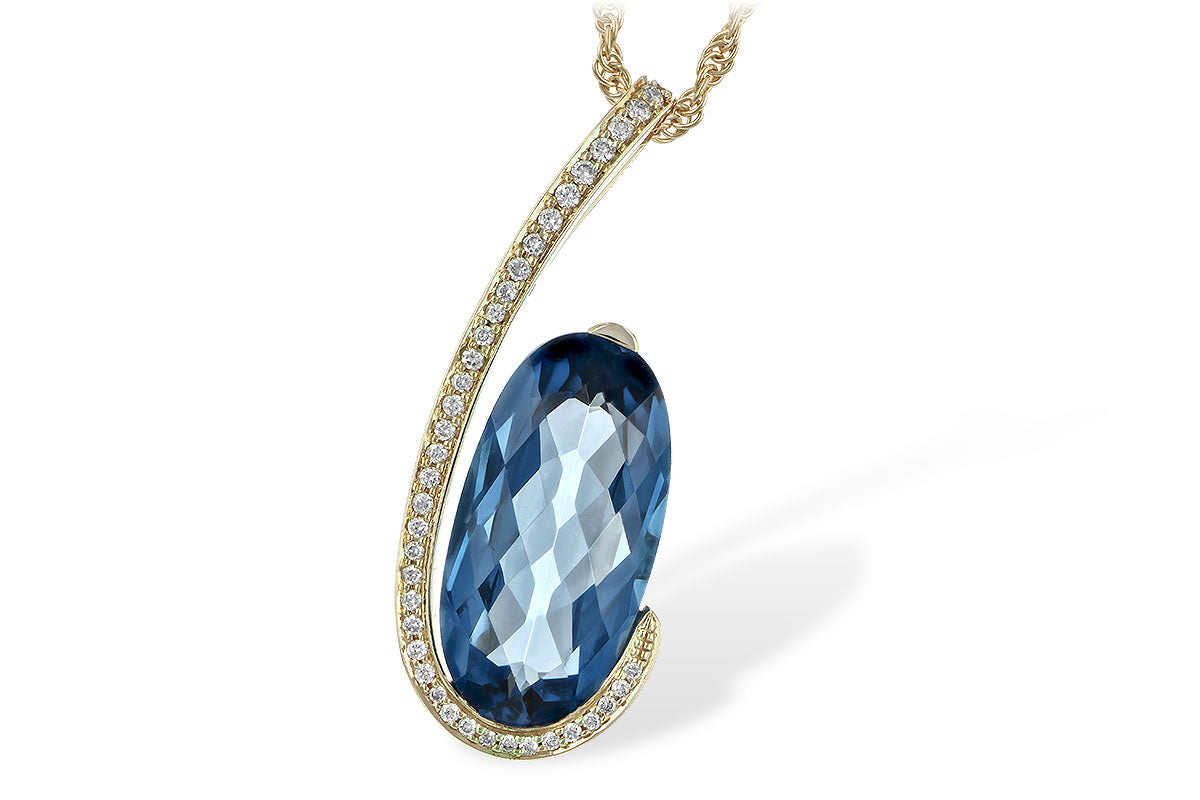 Allison Kaufman London Blue Topaz & Diamond Necklace in 14K Yellow Gold, 4.60 ctw