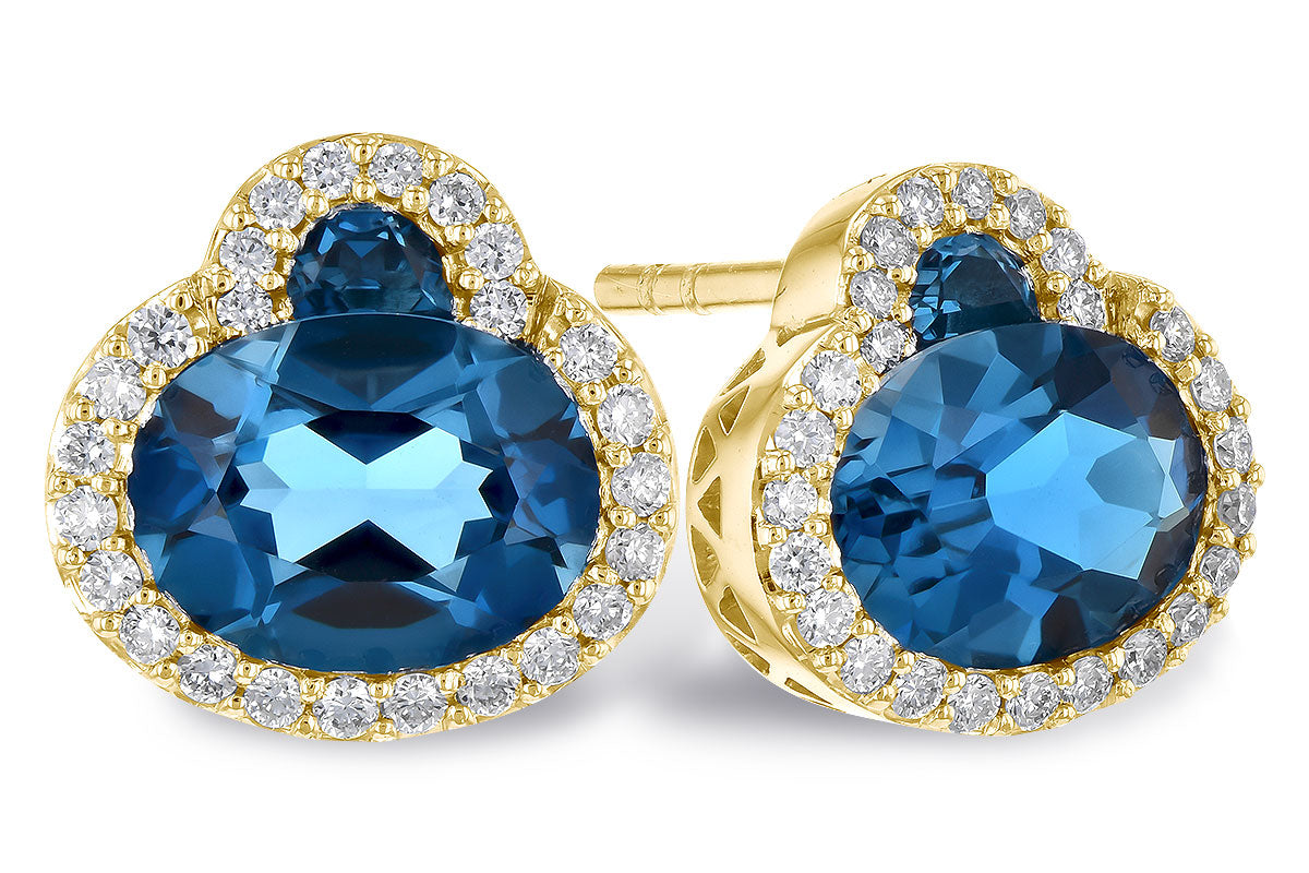 Allison Kaufman London Blue Topaz & Diamond Earrings in 14K Yellow Gold, 2.81 ctw