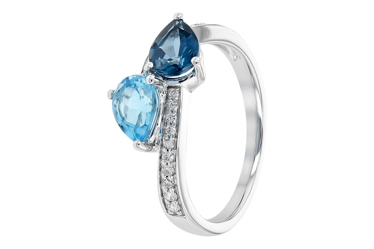 Allison Kaufman Blue Topaz & Diamond Ring in 14K White Gold, 1.66 ctw, alternate view