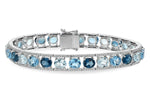 Allison Kaufman Blue Topaz & Diamond Bracelet in 14K White Gold, 17.78 ctw