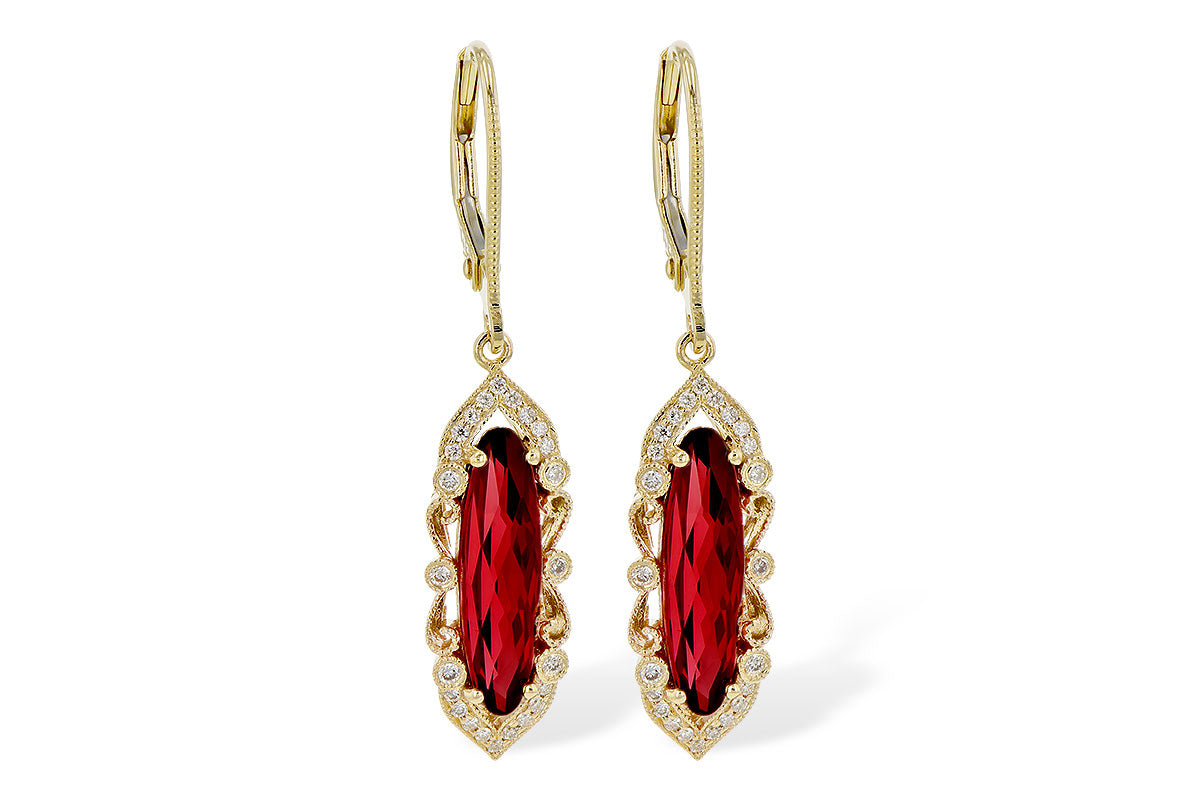 Allison Kaufman Garnet & Diamond Earrings in 14K Yellow Gold, 3.50 ctw