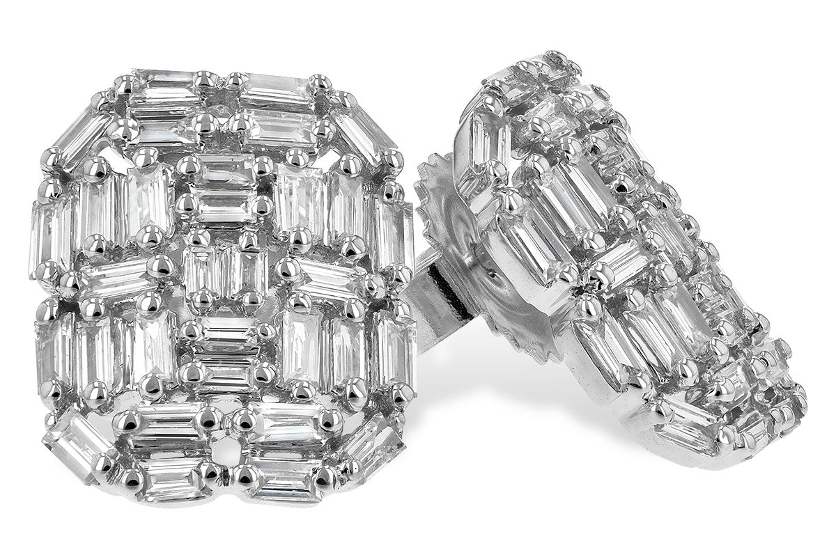 Allison Kaufman Baguette Diamond Earrings in 14K White Gold, 0.75 ctw