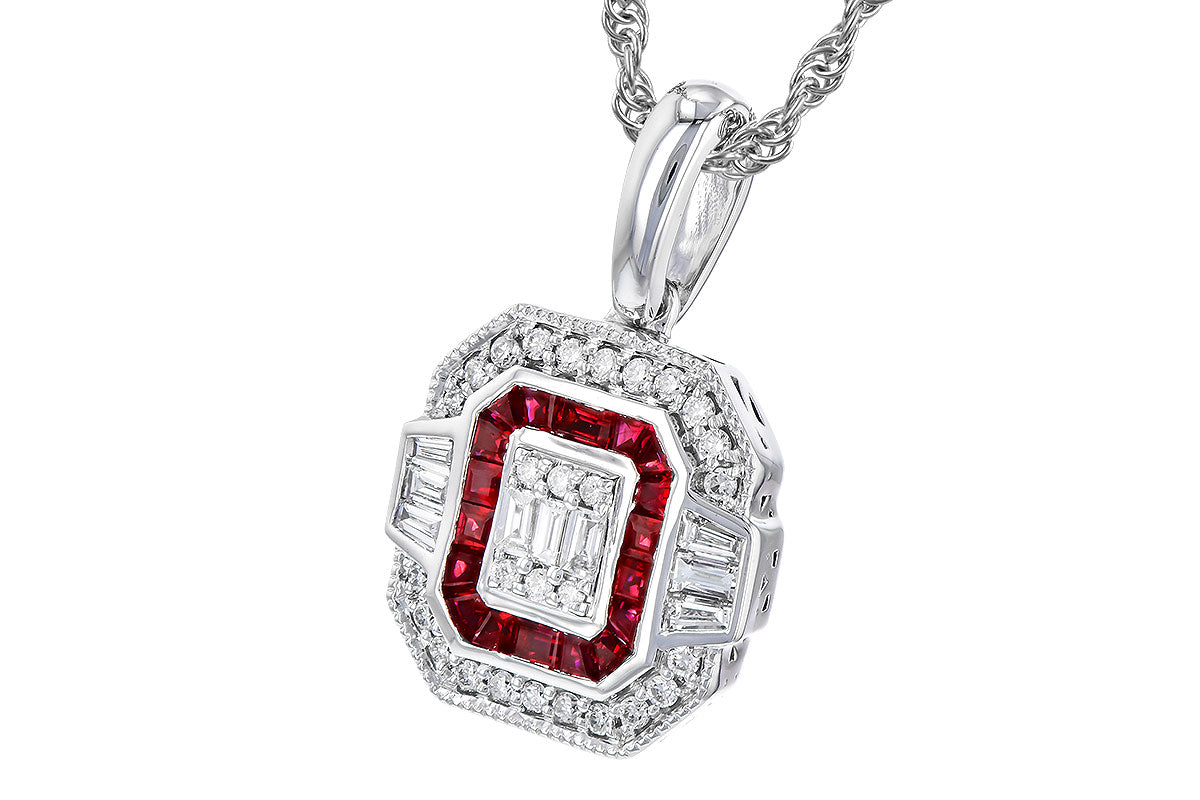 Allison Kaufman Ruby & Diamond Necklace in 14K White Gold, 0.48 ctw, alternate view