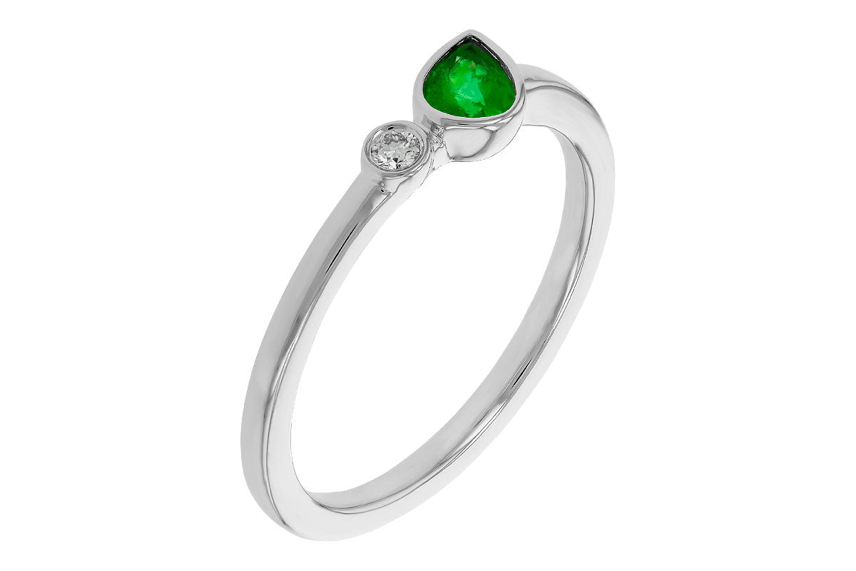 Allison Kaufman Emerald & Diamond Ring in 14K White Gold, 0.22 ctw, alternate view