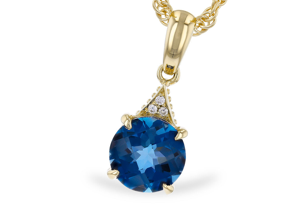 Allison Kaufman London Blue Topaz & Diamond Necklace in 14K Yellow Gold, 1.61 ctw