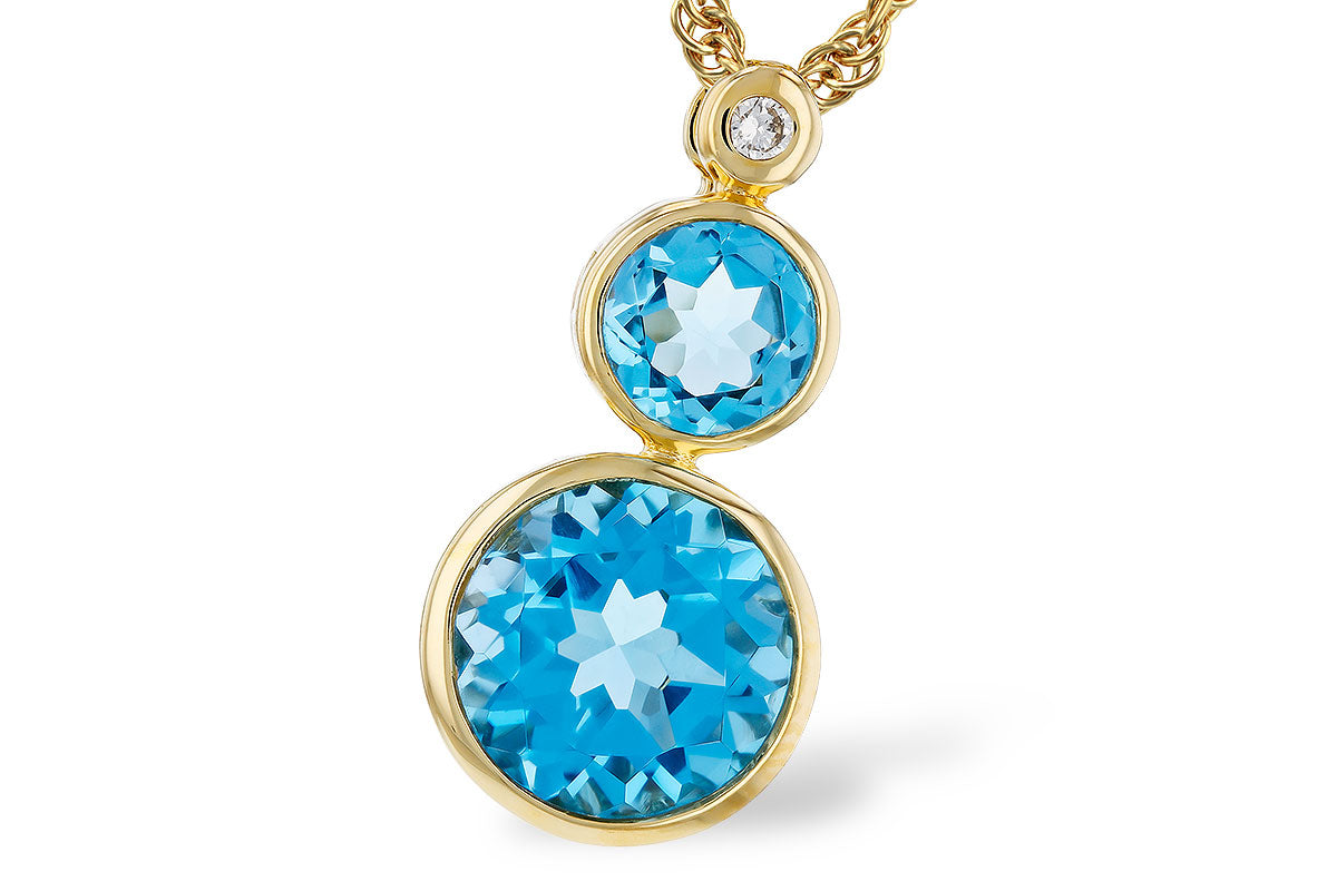 Allison Kaufman Blue Topaz & Diamond Necklace in 14K Yellow Gold, 2.65 ctw