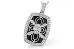 Allison Kaufman Onyx & Diamond Necklace in 14K White Gold, 0.38 ctw (N7396)