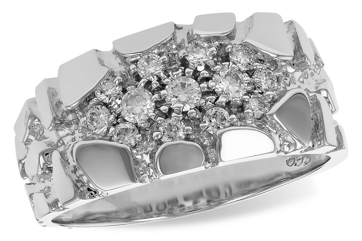 Allison Kaufman Diamond Men's Wedding Band in 14K White Gold, 0.43 ctw