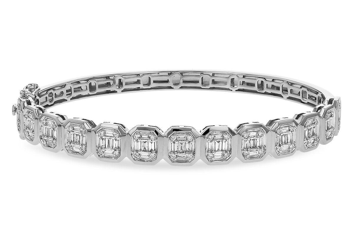 Allison Kaufman Baguette Diamond Bangle Bracelet in 14K White Gold, 1.00 ctw