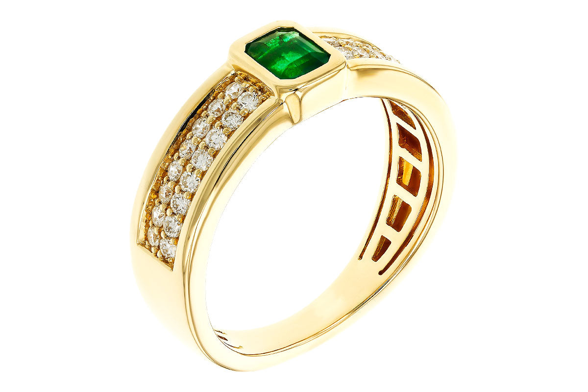 Allison Kaufman Emerald & Diamond Ring in 14K Yellow Gold, 0.75 ctw, alternate view