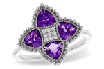 Allison Kaufman Amethyst & Diamond Ring in 14K White Gold, 1.32 ctw (D6042)