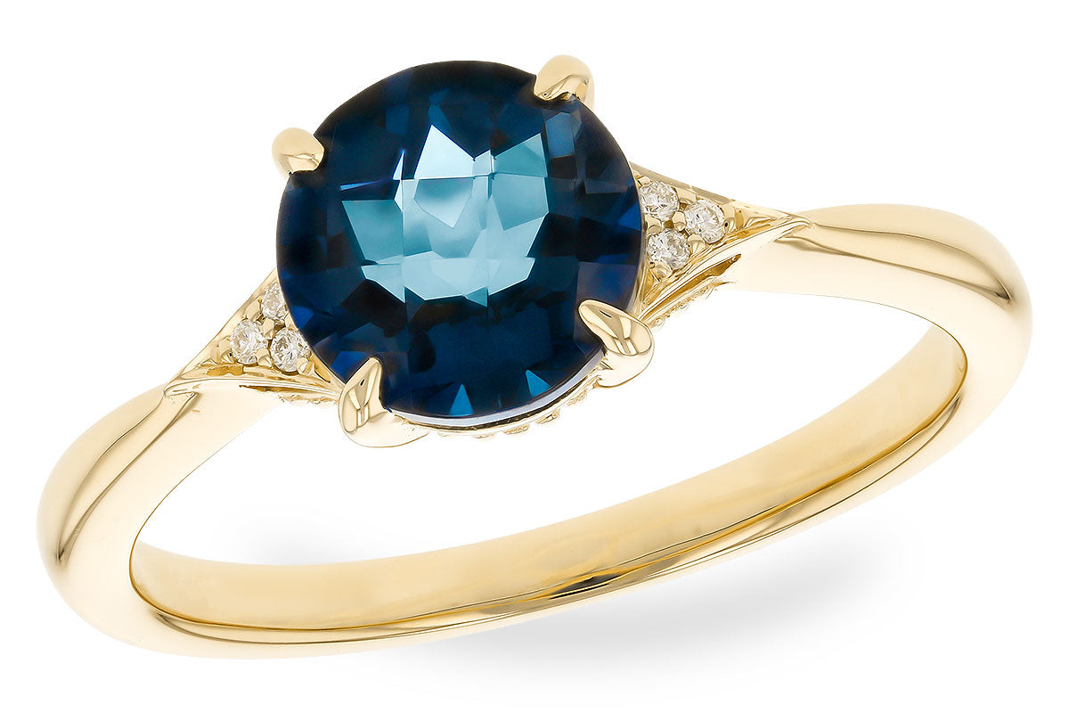 Allison Kaufman London Blue Topaz & Diamond Ring in 14K Yellow Gold, 1.62 ctw