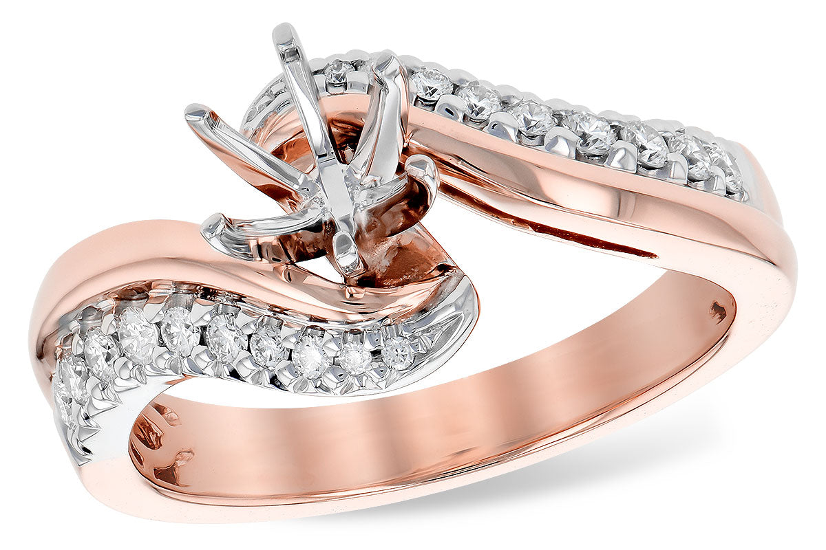 Allison Kaufman Diamond Engagement Ring Semi-Mount in 14K Rose & White Gold, 0.22 ctw (L7794)