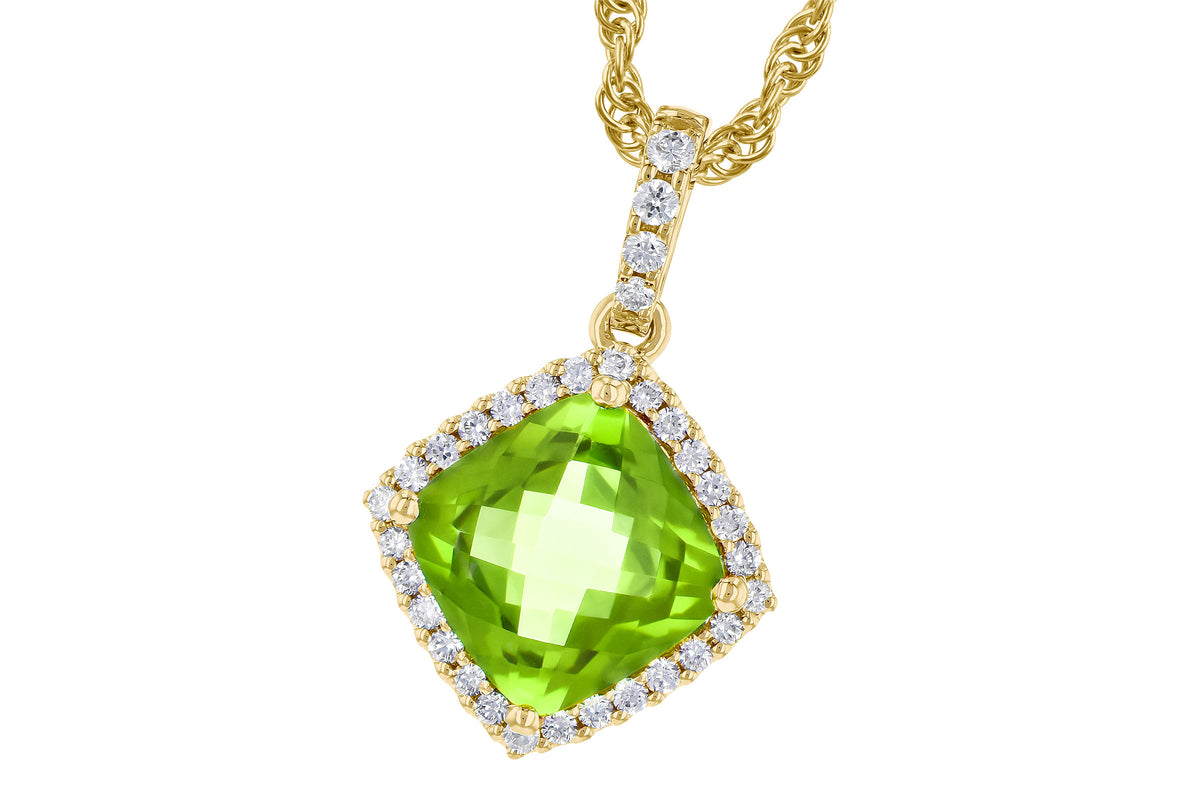 Allison Kaufman Peridot & Diamond Necklace in 14K Yellow Gold, 1.54 ctw