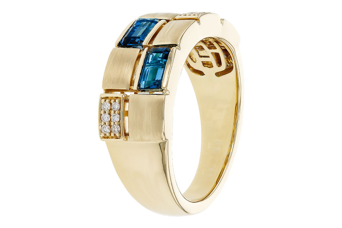 Allison Kaufman London Blue Topaz & Diamond Ring in 14K Yellow Gold, 1.00 ctw, alternate view