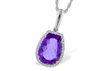 Allison Kaufman Amethyst & Diamond Necklace in 14K White Gold, 3.15 ctw