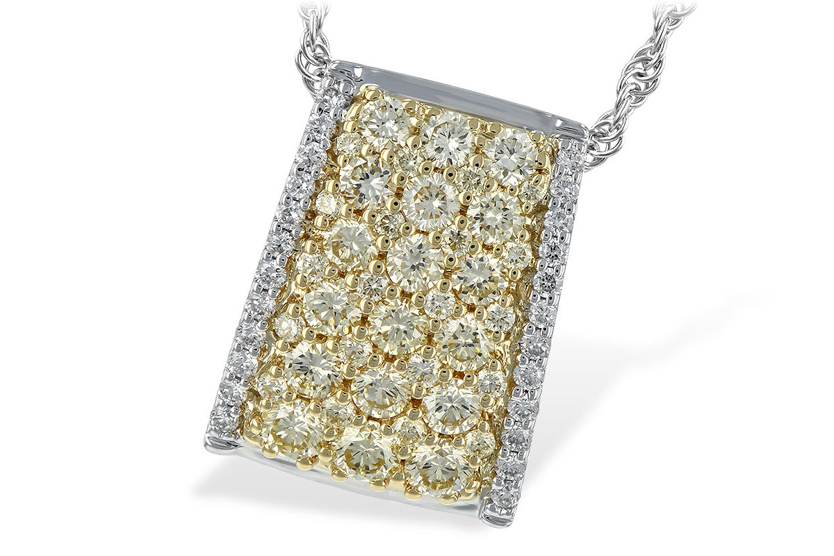 Allison Kaufman Yellow Diamond Necklace in 14K Two-Tone Gold, 1.09 ctw