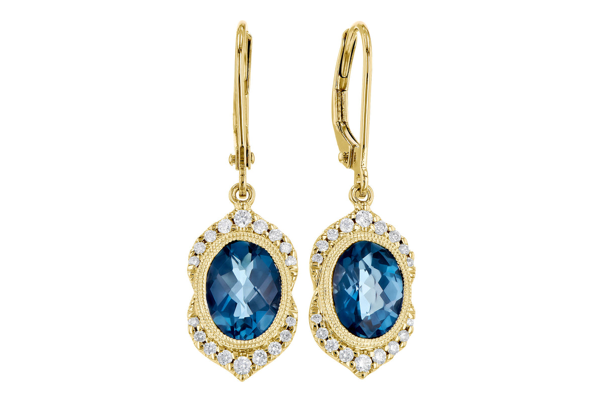 Allison Kaufman London Blue Topaz & Diamond Earrings in 14K Yellow Gold, 2.64 ctw