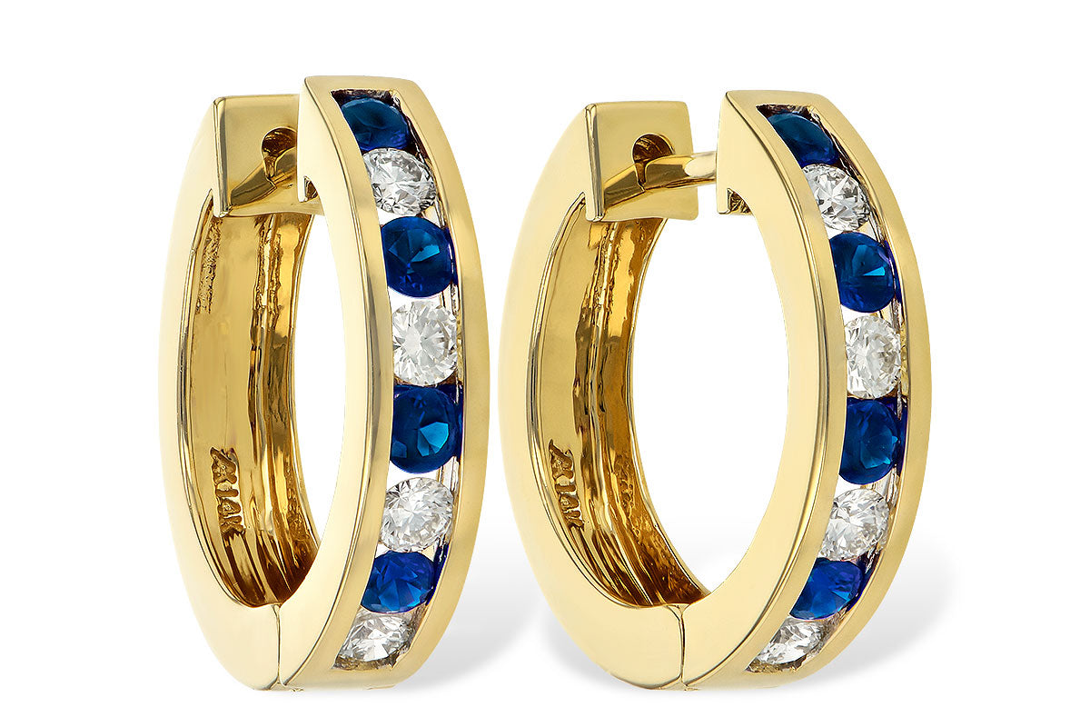 Allison Kaufman Sapphire & Diamond Earrings in 14K Yellow Gold, 1.02 ctw