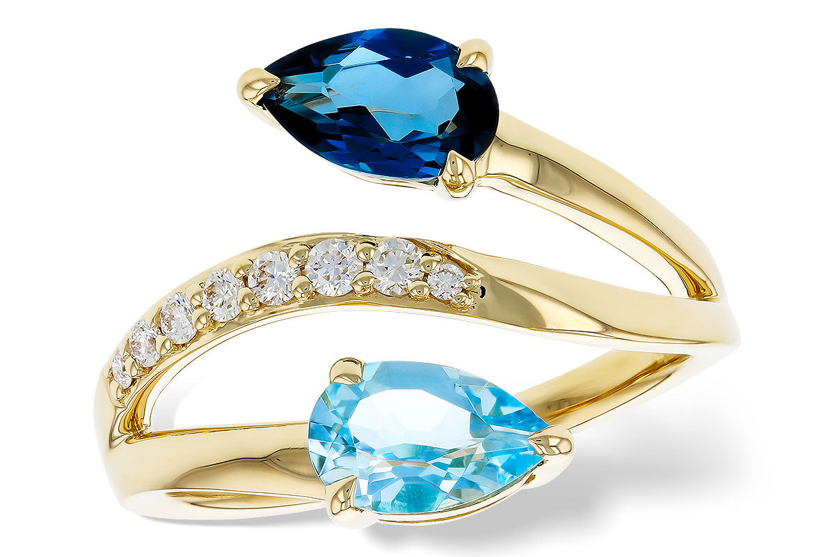 Allison Kaufman Blue Topaz & Diamond Ring in 14K Yellow Gold, 3.70 ctw