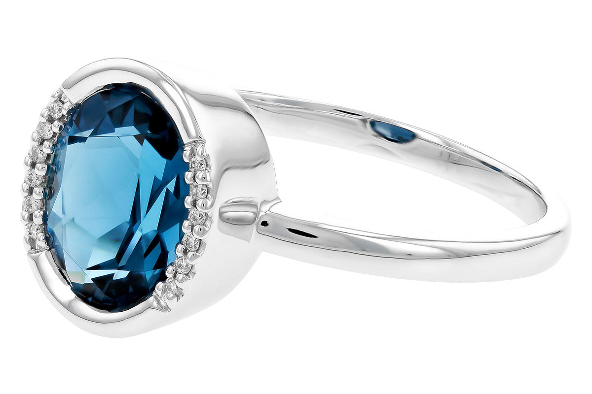 Allison Kaufman London Blue Topaz & Diamond Ring in 14K White Gold, 1.93 ctw, alternate view