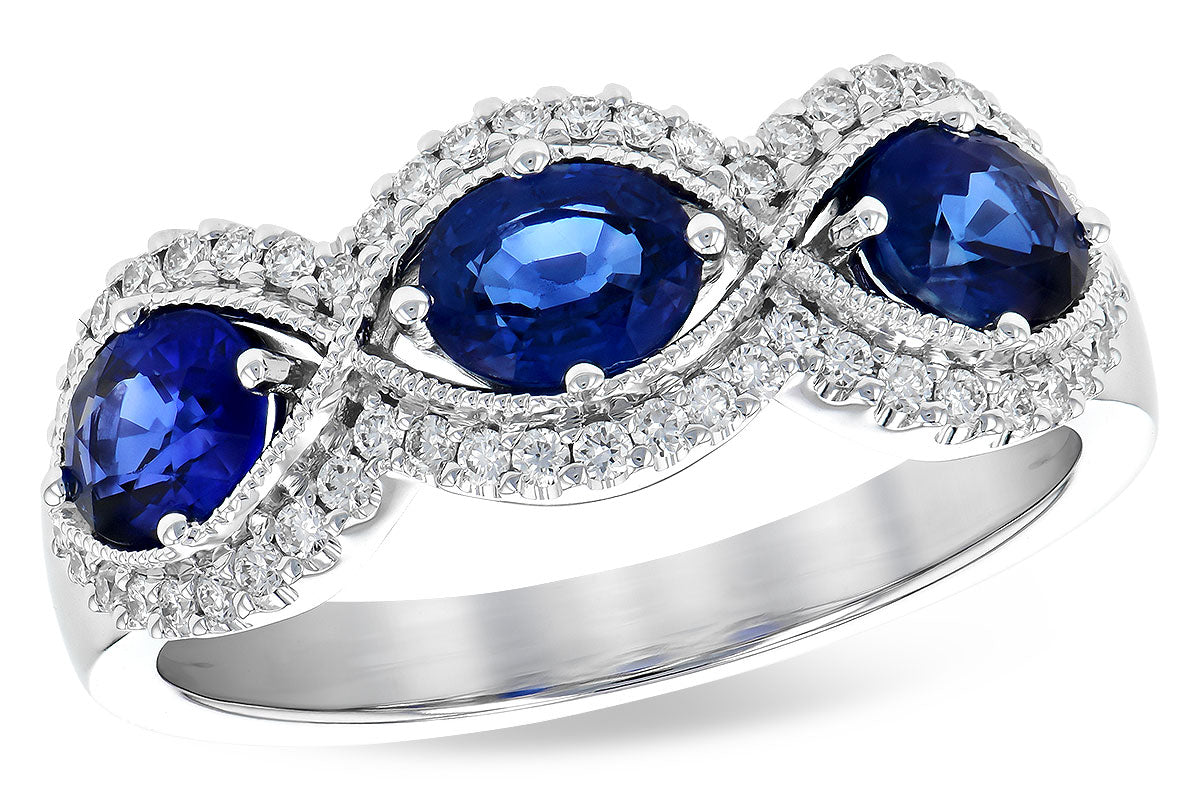 Allison Kaufman Sapphire & Diamond Wedding Band in 14K White Gold, 1.60 ctw