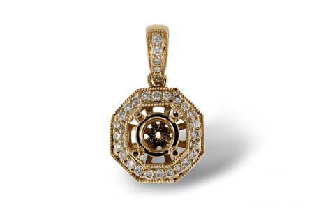 Allison Kaufman Diamond Pendant Semi-Mount in 14K Yellow Gold, 0.13 ctw (P6409)