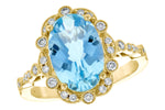 Allison Kaufman Aquamarine & Diamond Ring in 14K Yellow Gold, 3.03 ctw