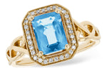 Allison Kaufman Blue Topaz & Diamond Ring in 14K Yellow Gold, 1.88 ctw