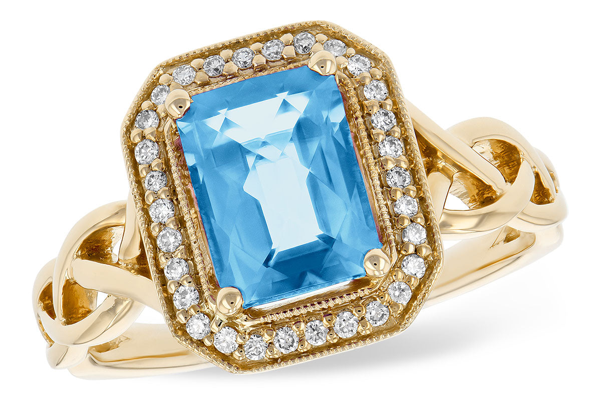 Allison Kaufman Blue Topaz & Diamond Ring in 14K Yellow Gold, 1.88 ctw