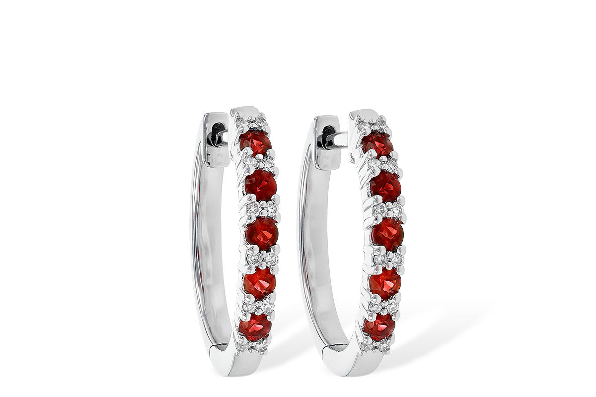 Allison Kaufman Ruby & Diamond Earrings in 14K White Gold, 0.55 ctw