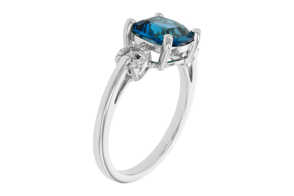 Allison Kaufman London Blue Topaz & Diamond Ring in 14K White Gold, 2.21 ctw, alternate view