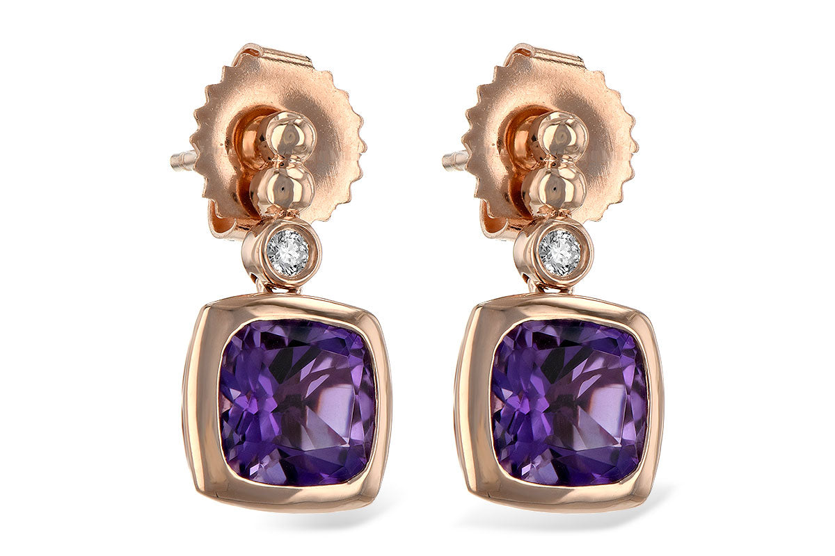 Allison Kaufman Amethyst & Diamond Earrings in 14K Rose Gold, 1.70 ctw