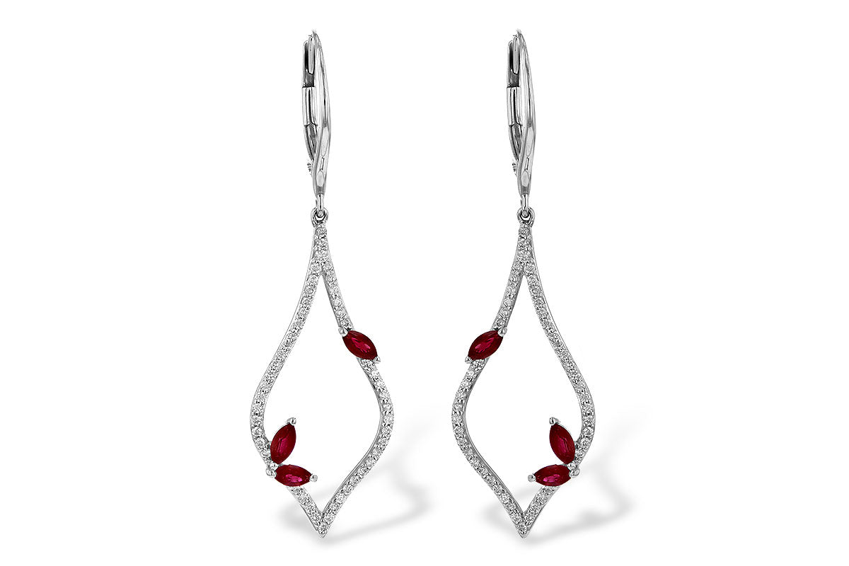 Allison Kaufman Ruby & Diamond Earrings in 14K White Gold, 0.95 ctw
