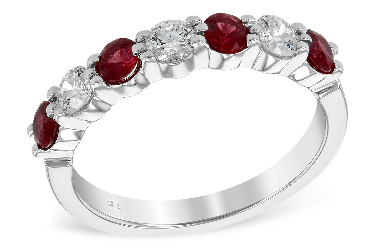 Allison Kaufman Ruby & Diamond Wedding Band in 14K White Gold, 1.00 ctw (WR122-1)