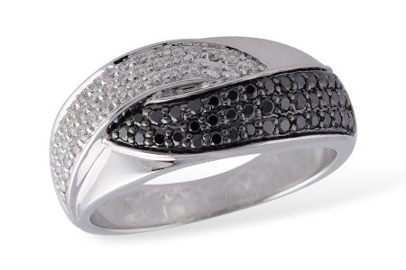 Allison Kaufman Black Diamond Wedding Band in 14K White Gold, 0.57 ctw