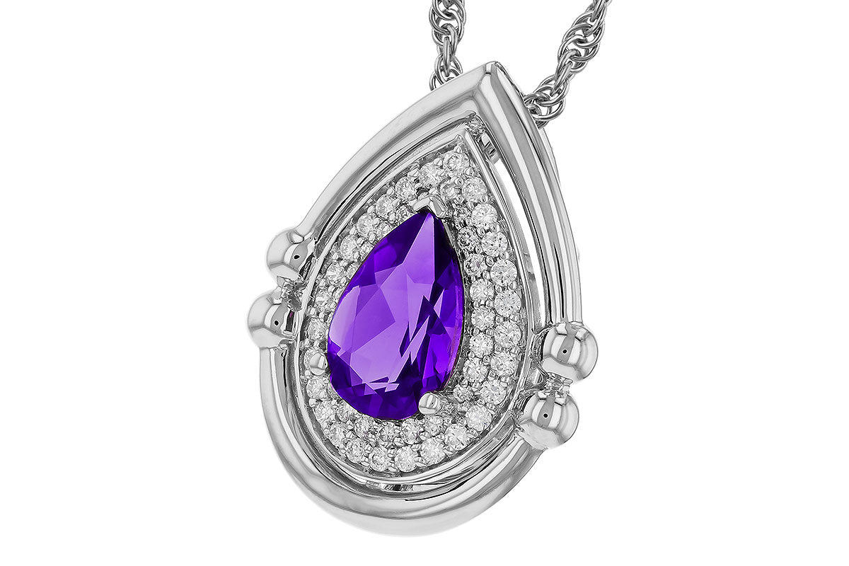 Allison Kaufman Amethyst & Diamond Necklace in 14K White Gold, 0.86 ctw, alternate view