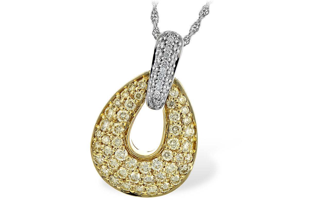 Allison Kaufman Yellow Diamond Necklace in 14K Yellow & White Gold, 1.36 ctw