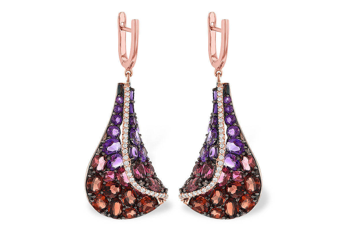 Allison Kaufman Multi-Gemstone & Diamond Earrings in 14K Rose Gold, 6.74 ctw