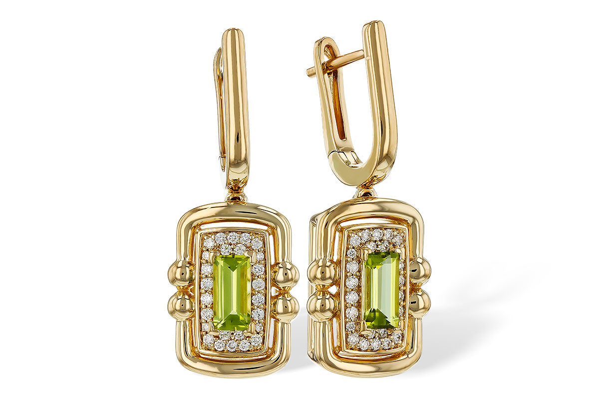 Allison Kaufman Peridot & Diamond Earrings in 14K Yellow Gold, 0.88 ctw