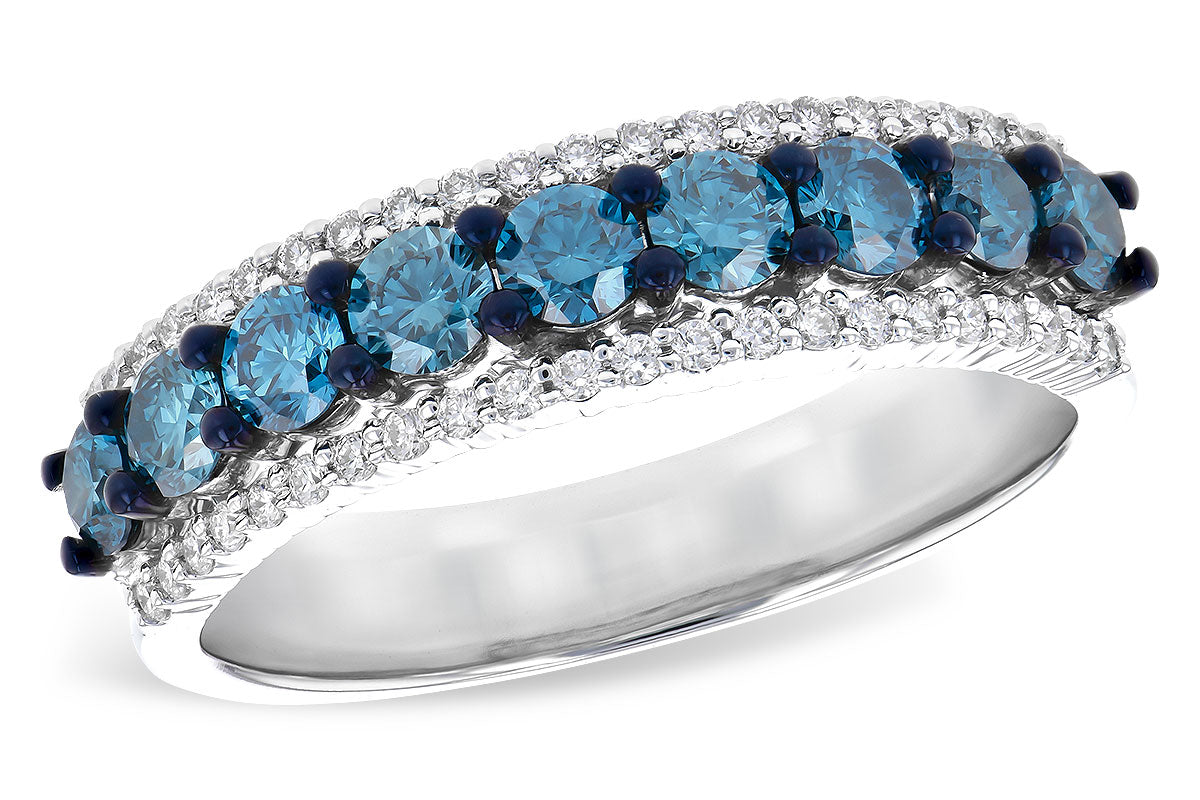 Allison Kaufman Blue Diamond Wedding Band in 14K White Gold, 1.00 ctw