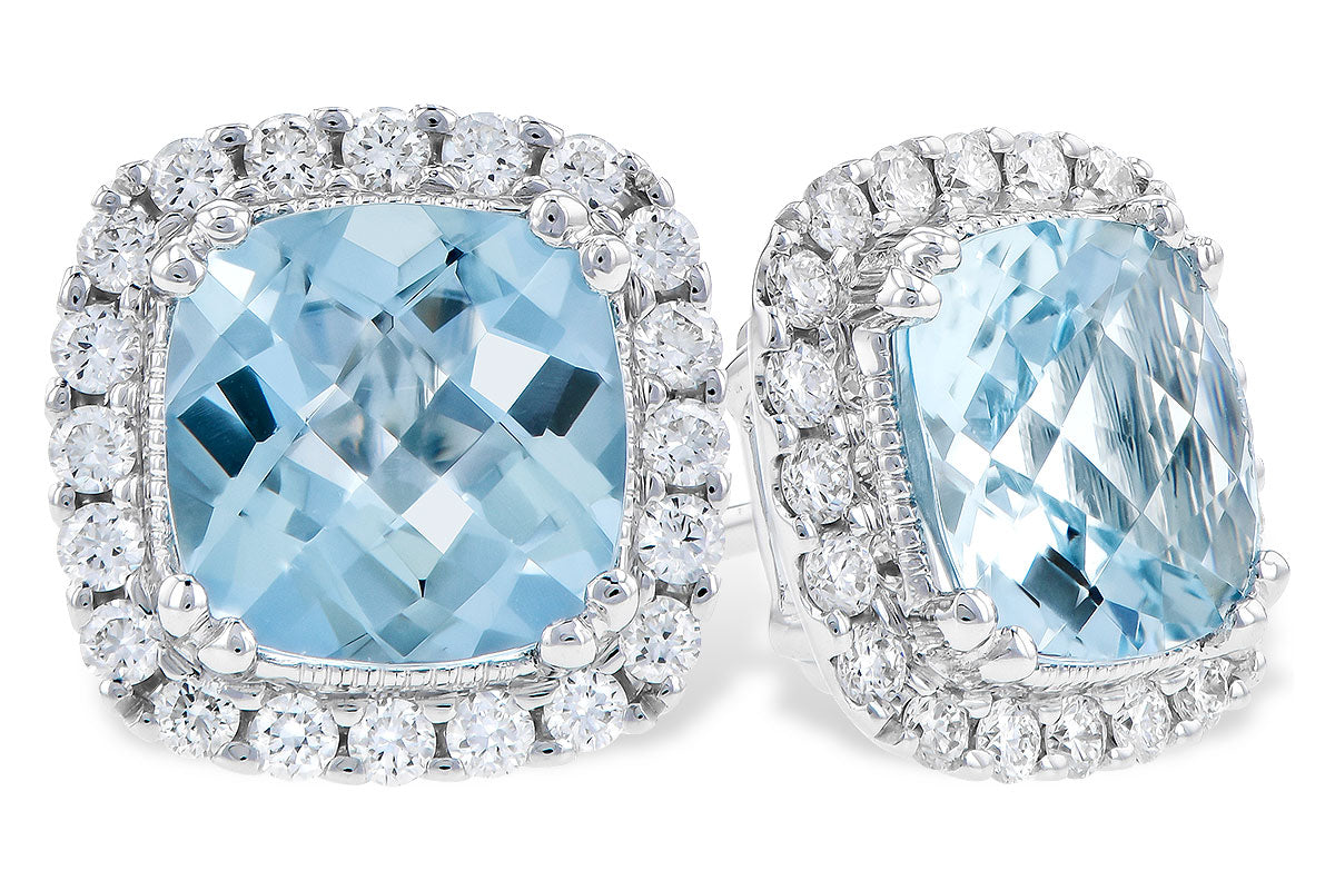 Allison Kaufman Aquamarine & Diamond Earrings in 14K White Gold, 1.78 ctw