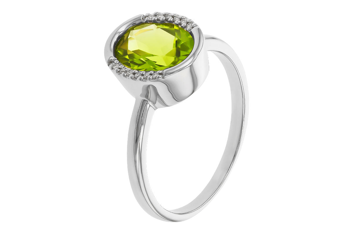 Allison Kaufman Peridot & Diamond Ring in 14K White Gold, 1.75 ctw, alternate view