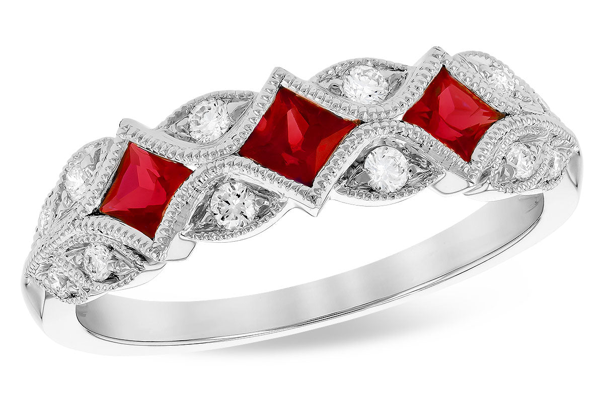 Allison Kaufman Ruby & Diamond Wedding Band in 14K White Gold, 0.70 ctw