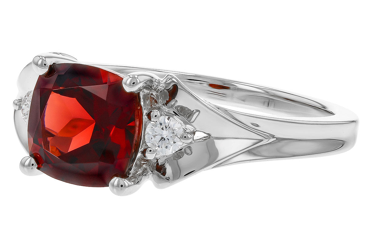 Allison Kaufman Garnet & Diamond Ring in 14K White Gold, 1.75 ctw (D6052), alternate view