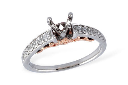 Allison Kaufman Diamond Engagement Ring Semi-Mount in 14K Two-Tone Gold, 0.32 ctw